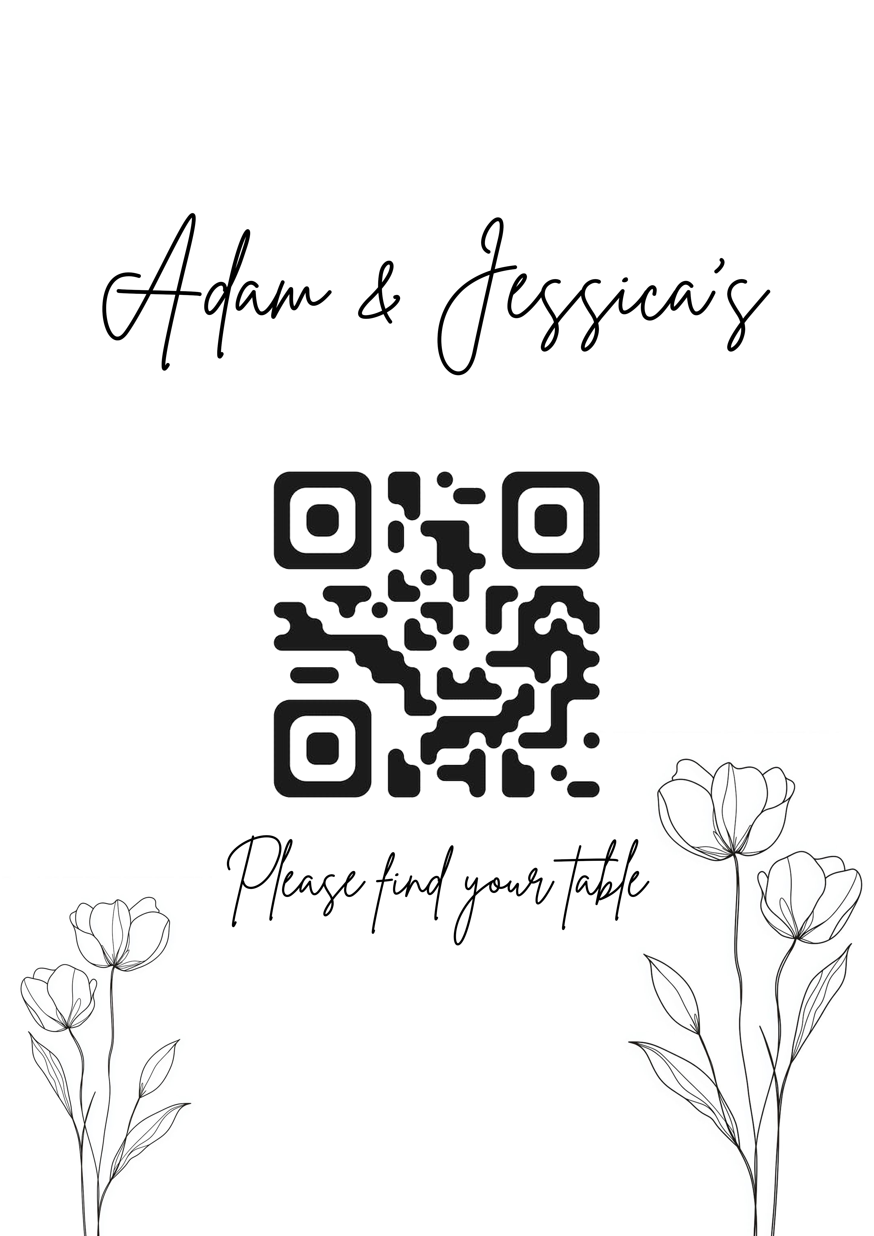 Wedding QR code signage displayed at a venue entrance